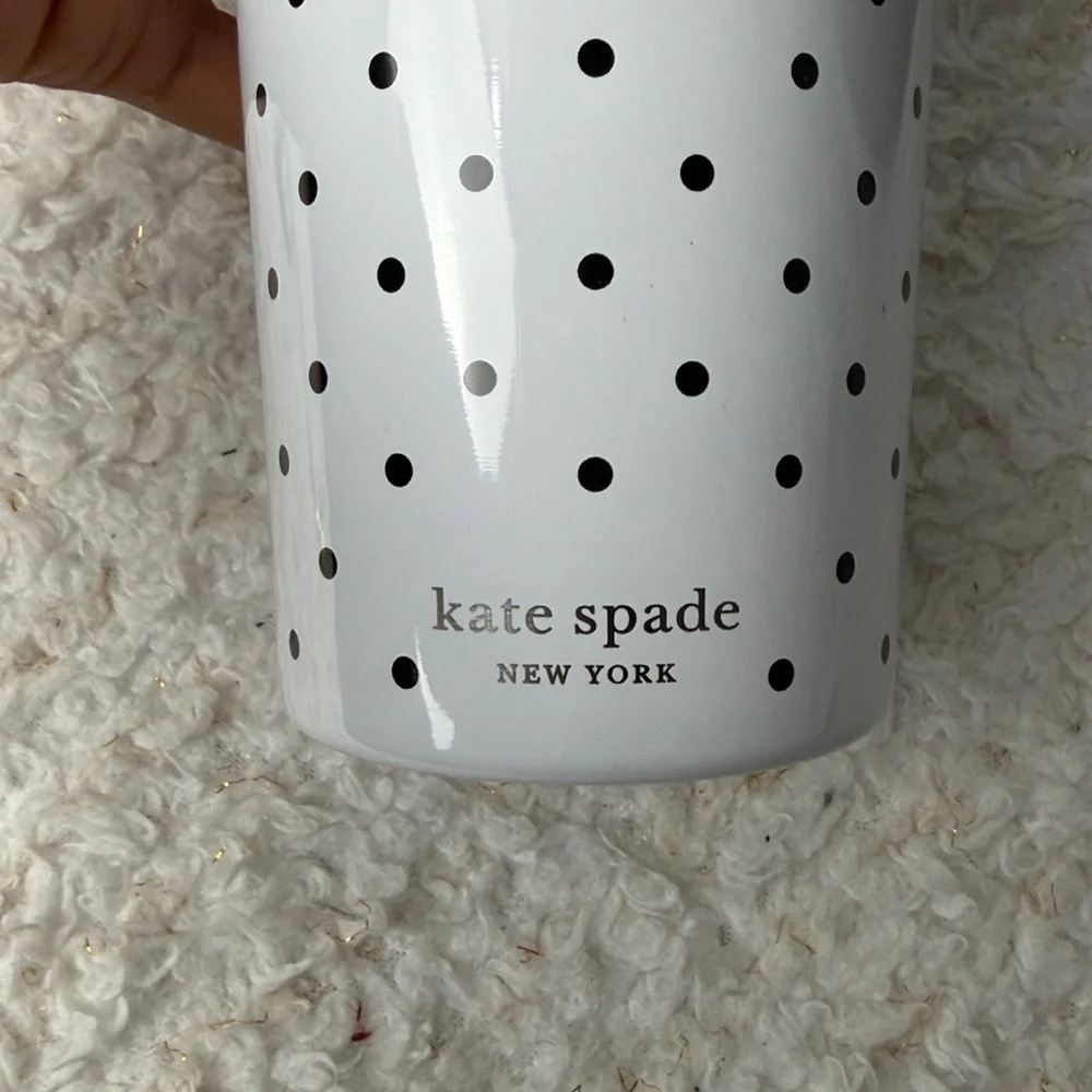 Kate Spade Black and White Polka‎ Dot Tumbler letter N